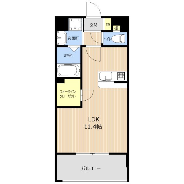LIBTH熊本駅東(ワンルーム/11階)の間取り写真