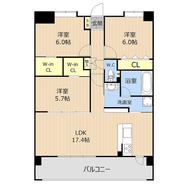 LIBTH平成駅前(3LDK/12階)の間取り写真