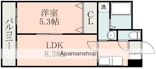 ライズ平成さくら通(1LDK/3階)の間取り写真