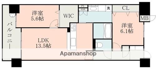 アルファステイツ熊本駅東(2LDK/14階)の間取り写真