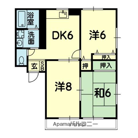 グレース有安(3DK/2階)の間取り写真