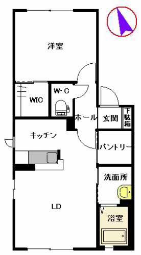 リバーサイド城西  B棟(1LDK/1階)の間取り写真