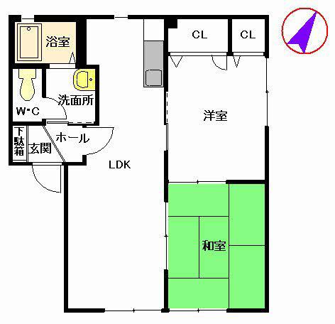 フレグランスA棟(2LDK/1階)の間取り写真