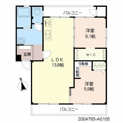 柳原ハイツ(2LDK/1階)の間取り写真
