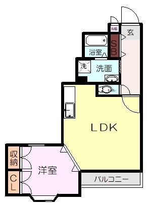 ヴェラ・ビスタガーデン(1LDK/3階)の間取り写真