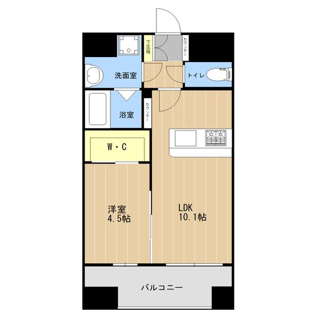 LIBTH九品寺Ⅱ(1LDK/4階)の間取り写真