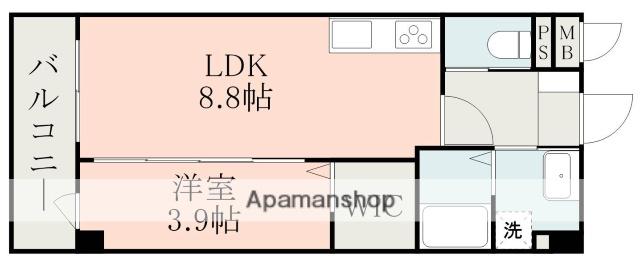 フォーエス武蔵ヶ丘北ノース(1LDK/4階)の間取り写真