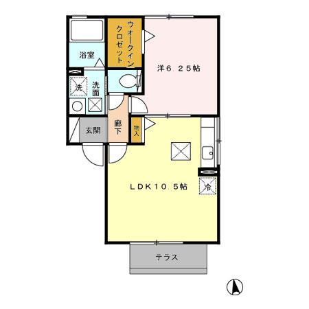 ウィルモア城山(1LDK/1階)の間取り写真