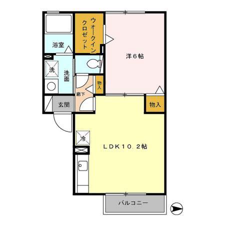 ウィルモアM&M(1LDK/2階)の間取り写真