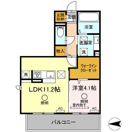 DーROOM本山(1LDK/1階)の間取り写真