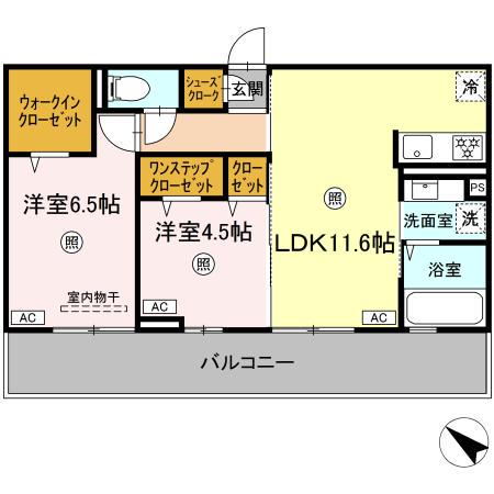 フェニックスアレシア(2LDK/3階)の間取り写真