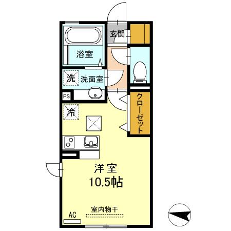 アザック花園(ワンルーム/1階)の間取り写真