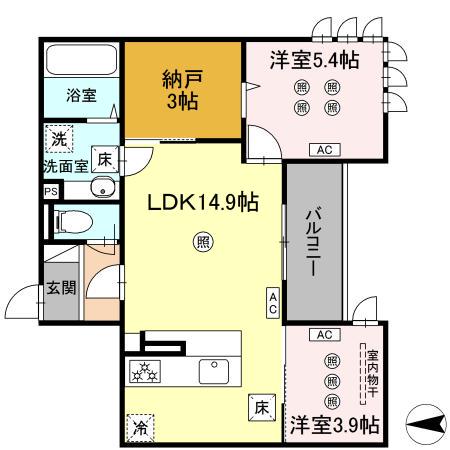 ラルゴ白山通(2LDK/1階)の間取り写真
