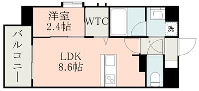 ラ・シック新町(1LDK/5階)の間取り写真