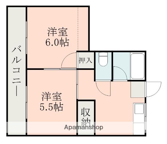 クラシックガーデン三の丸(2DK/2階)の間取り写真