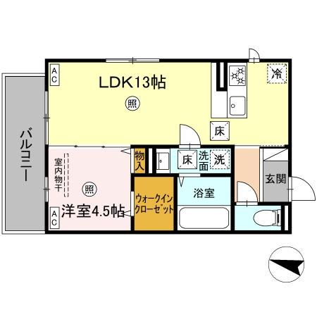 ソラーナI(1LDK/1階)の間取り写真