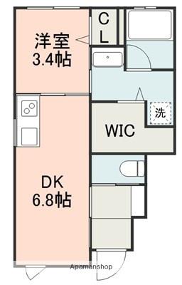 PURITY長嶺南(1DK/1階)の間取り写真