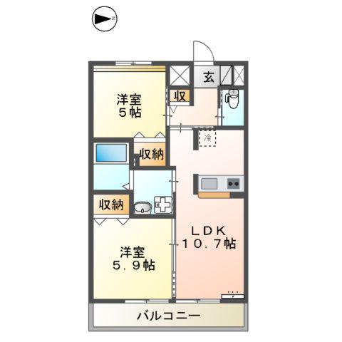 MAISON LUMIERE(2LDK/2階)の間取り写真