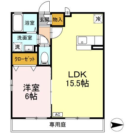 グランフォレII(1LDK/1階)の間取り写真