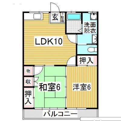 文香ハイツ(2LDK/1階)の間取り写真