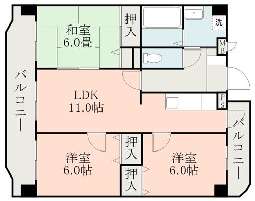 ルアールハイツ(3LDK/3階)の間取り写真