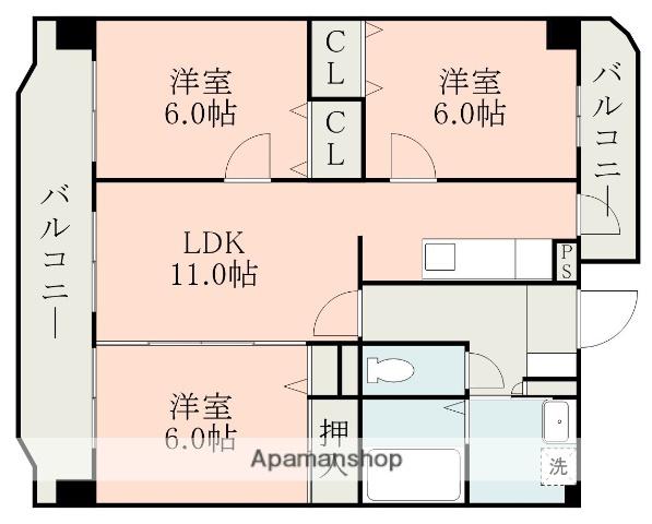 ルアールハイツ(3LDK/3階)の間取り写真