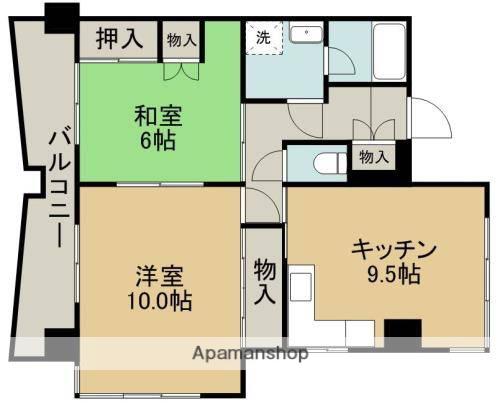 ゴールデン東海(2DK/5階)の間取り写真