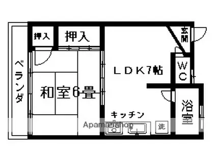 K・NコーポⅡ(1LDK/2階)の間取り写真