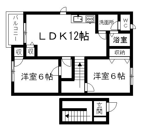 プラーノウエスト(2LDK/2階)の間取り写真