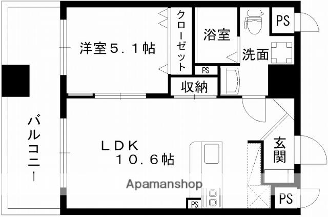レジディア熊本辛島(1LDK/4階)の間取り写真