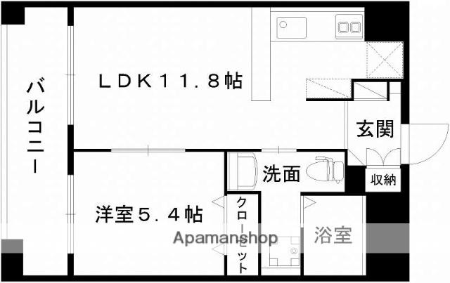 レジディア熊本辛島(1LDK/5階)の間取り写真