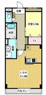 グレーシア水前寺(1LDK/4階)の間取り写真