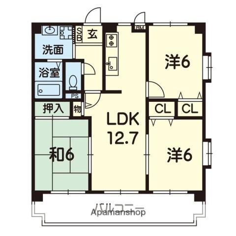 プリンスハイツ(3LDK/1階)の間取り写真
