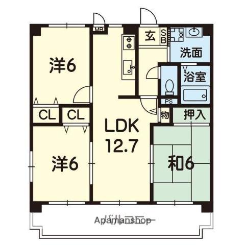 プリンスハイツ(3LDK/2階)の間取り写真
