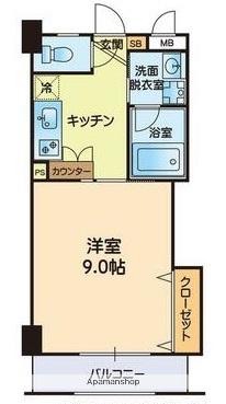 グローリーハイムⅡ(1K/2階)の間取り写真