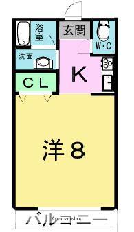 コーポ美しの森(ワンルーム/3階)の間取り写真