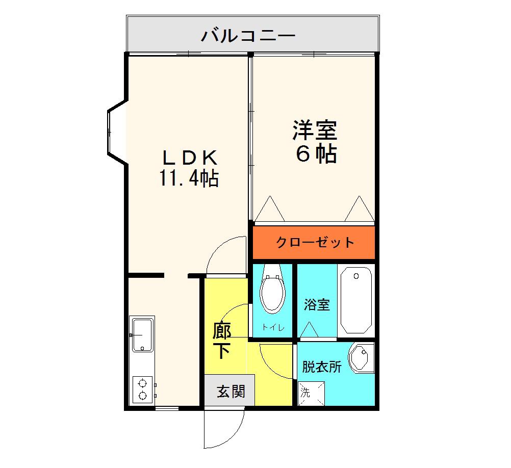 マンショングランドールⅡ(1LDK/3階)の間取り写真