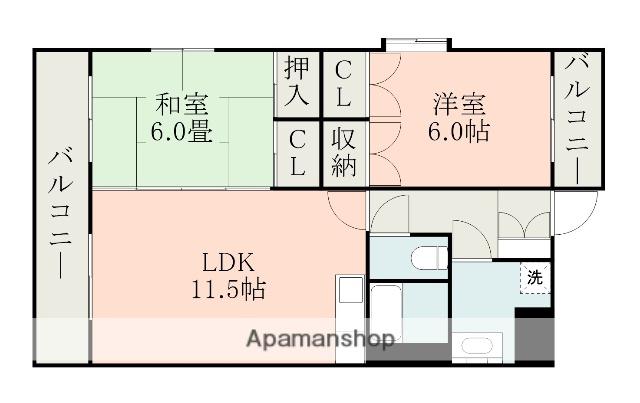 エメラルドドエルⅡ(2LDK/2階)の間取り写真