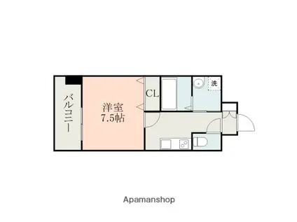 ハッピーマンション南熊本(1K/5階)の間取り写真