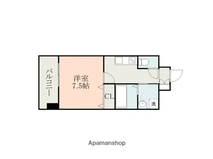 ハッピーマンション南熊本(1K/7階)の間取り写真