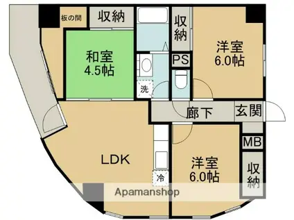 レスポワールMIWA(3LDK/4階)の間取り写真