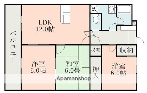 ロイヤルコーポRYU(3LDK/2階)の間取り写真