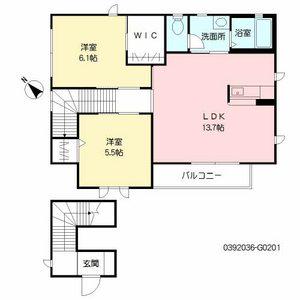 サンリッチ G棟(2LDK/2階)の間取り写真