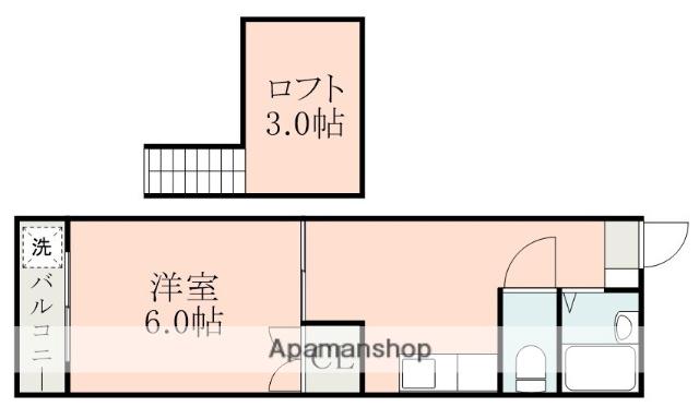 セレーノ若葉(1K/1階)の間取り写真