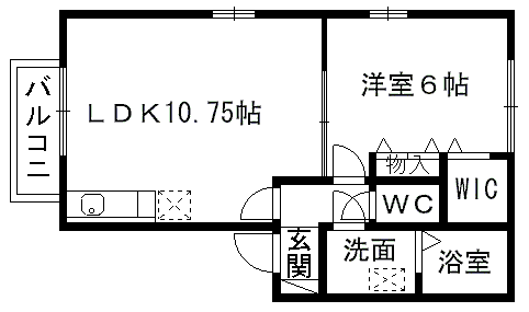 フローラ武蔵ヶ丘(1LDK/2階)の間取り写真