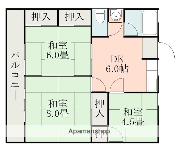 コーポサエキA(3DK/2階)の間取り写真