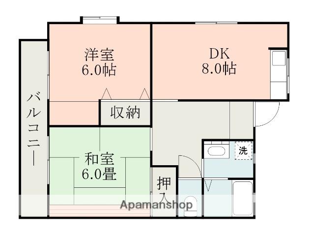 ハイツ池ノ上(2DK/1階)の間取り写真