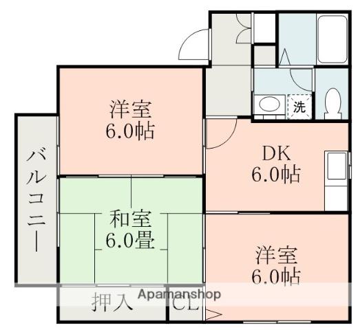 ディアスエントピアA棟(3DK/1階)の間取り写真