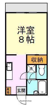 WING黒髪(1K/1階)の間取り写真