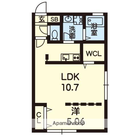 MODULOR熊本(1LDK/4階)の間取り写真